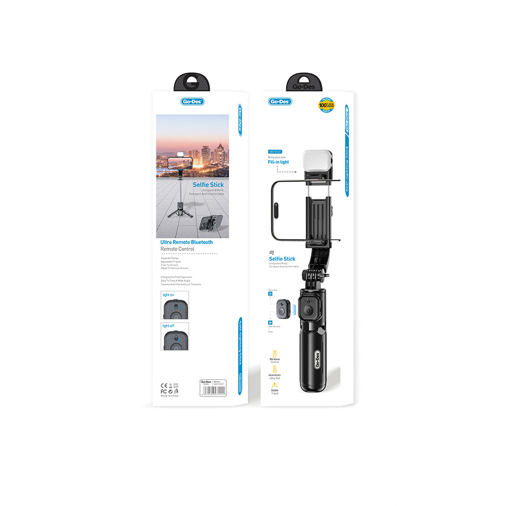 Go Des GD-ST67 Canlı Yayın Dolgu Işıklı Kumandalı 360 Derece Dönebilen Selfie Çubuğu ve Tripod Go Des GD-ST67 Canlı Yayın Dolgu Işıklı Kumandalı 360 Derece Dönebilen Selfie Çubuğu ve Tripod